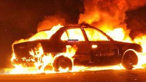 Girne'de vasıta yangını… Jeep vasıta kullanılmaz hale geldi!
